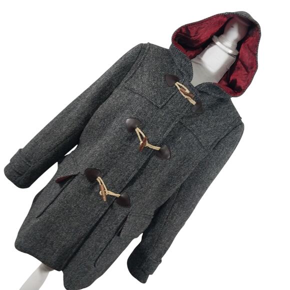 HARRIS TWEED! PUREST WOOL GRAY ON GRAY HERRINGBONE BRITISH MADE COAT! SZ 12 - Picture 1 of 13